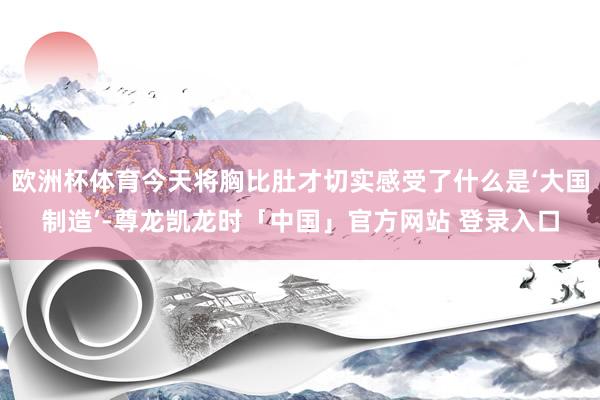 欧洲杯体育今天将胸比肚才切实感受了什么是‘大国制造’-尊龙凯龙时「中国」官方网站 登录入口