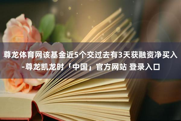 尊龙体育网该基金近5个交过去有3天获融资净买入-尊龙凯龙时「中国」官方网站 登录入口