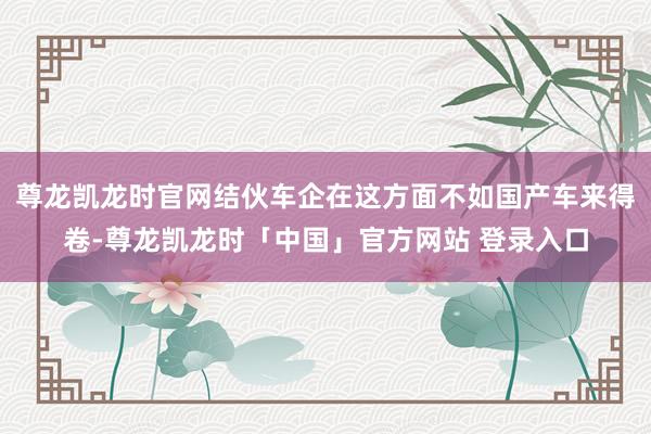 尊龙凯龙时官网结伙车企在这方面不如国产车来得卷-尊龙凯龙时「中国」官方网站 登录入口