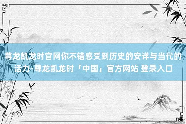 尊龙凯龙时官网你不错感受到历史的安详与当代的活力-尊龙凯龙时「中国」官方网站 登录入口