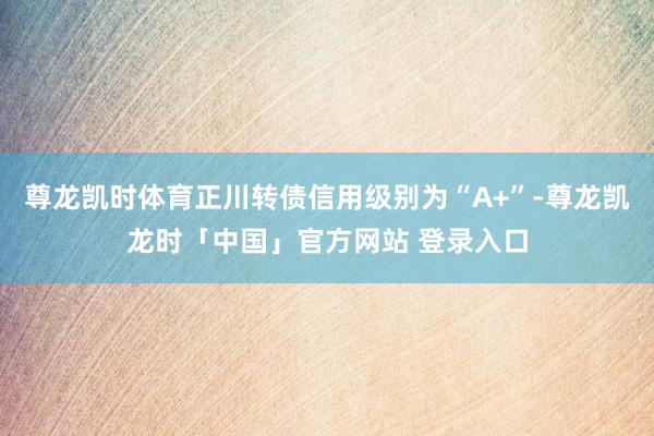 尊龙凯时体育正川转债信用级别为“A+”-尊龙凯龙时「中国」官方网站 登录入口